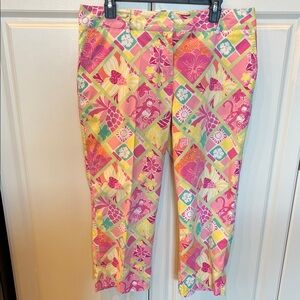 Lilly Pulitzer Capri Pants Patchwork Tropical Floral Tapered Monkey's